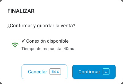Confirmación de finalización de venta en POS antes de guardar y cobrar